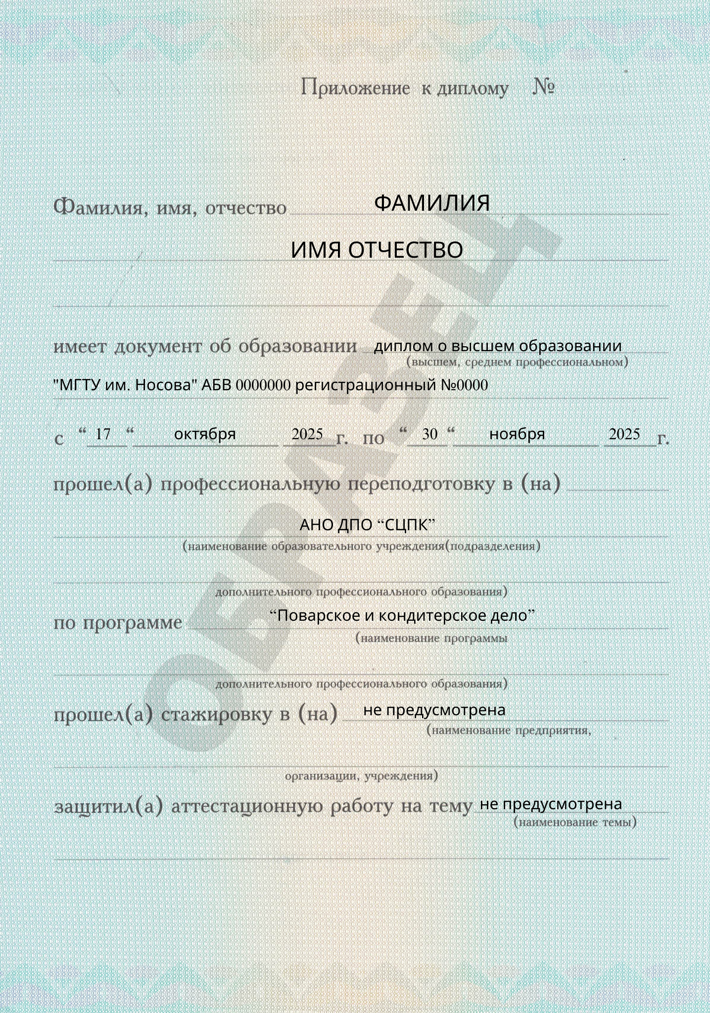 Документ об окончании (стр. №2)