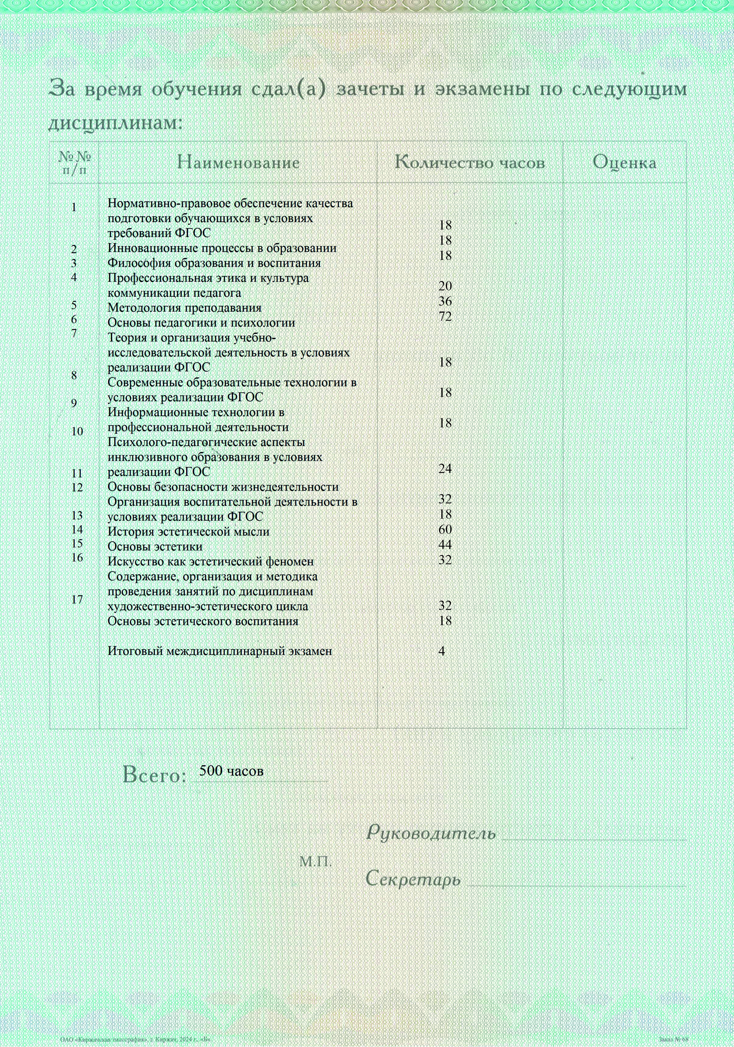 Документ об окончании (стр. №3)