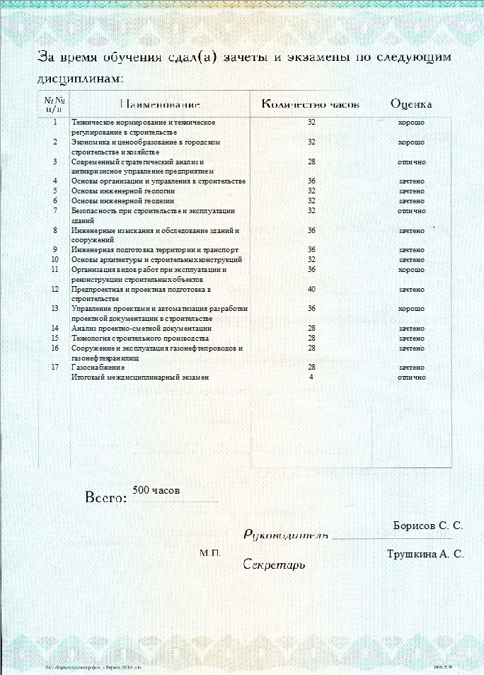 Документ об окончании (стр. №1)