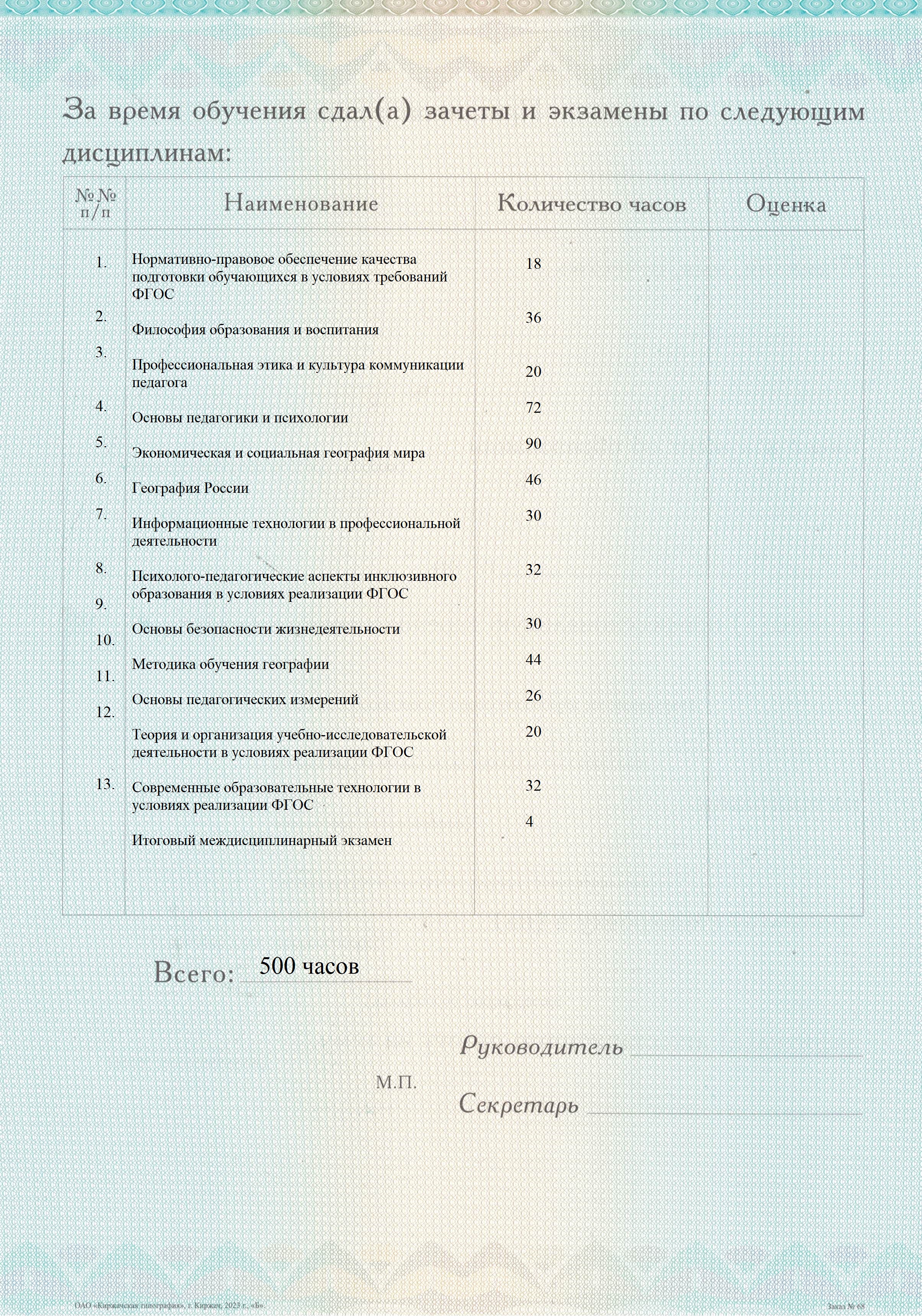 Документ об окончании (стр. №3)